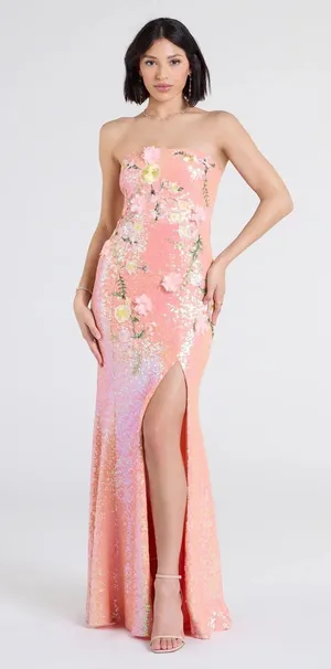 Long Formal Dress Sequin floral Multiple Size XS thumbnail 1