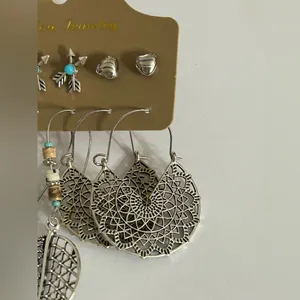 Faux Turquoise and Silver 6 Pair Stud & Dangle Earring Set Brand New thumbnail 3