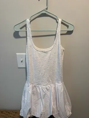 Zara White Eyelet Bubble Hem Dress thumbnail 2