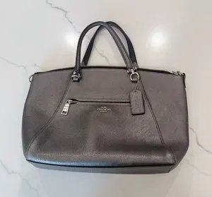 Coach Prairie Satchel Womens Gray Leather Silver Hardware Zip cute preppy y2k thumbnail 1