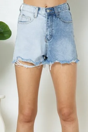 Two Tone High Waisted Denim Short thumbnail 1