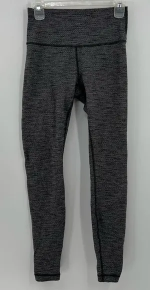Lululemon Wunder Under Hi-Rise 28” Leggings 6 Variegated Knit Black Luon thumbnail 1