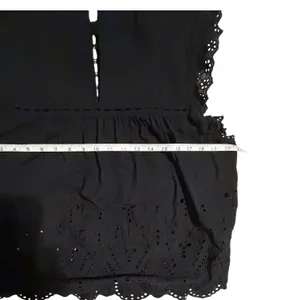 Adiva Black Eyelet Embroidered Sleeveless Top Ruffle‎ Neck Cotton Blouse Large thumbnail 9