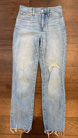 Madewell Perfect Vintage Jeans Light Wash Distressed Raw Hem Size 26 - P31 thumbnail 1