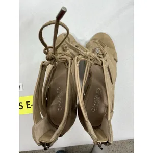 Womans Charles By Charles David Stiletto Sandals 6 M Beige Strappy Open Toe Zip thumbnail 6