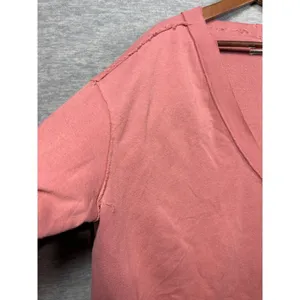 Urban‎ Outfitters Pink V-Neck Long Sleeve Sweatshirt M Distressed thumbnail 3