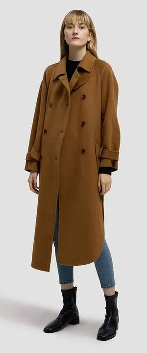 LATTELIER side slit double breasted wool coat in camel brown tan size‎ small thumbnail 1