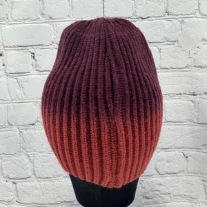 Britt's Knits Double Dip Beanie Rust One Size Hat Ski Cap Red thumbnail 3