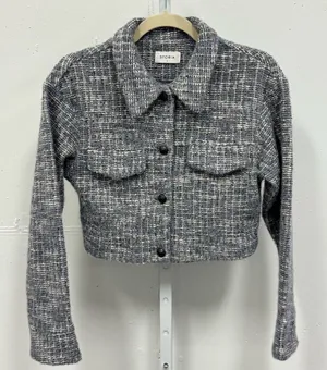 Boutique Storia Tweed Like Cropped Button Jacket‎ Top Dusty Gray Small thumbnail 1