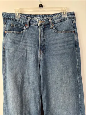 Old Navy Extra High-Rise Super Wide-Leg Jeans Sz 10 Medium Blue Wash Boho thumbnail 3