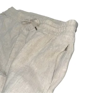 Athleta Retreat High Rise 100% Linen Ankle Pants Undyed Size XL Pull On Neutral thumbnail 7