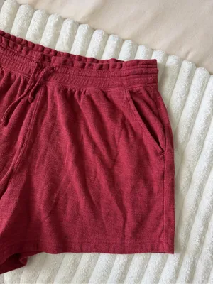 Aerie Women’s Casual Drawstring Knit Shorts - Burgundy thumbnail 3