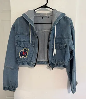 Florida Gators bedazzled Blue Denim Hooded Jacket Size M thumbnail 1