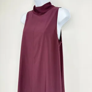 Athleta Initiative Mock Neck Mini Shift Dress Women SM Tall Plum Sleeveless Zip thumbnail 4