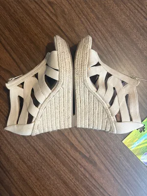 Beige Canvas Size 8 Espadrille Wedge Sandals Merona thumbnail 6