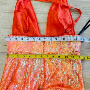 Song of Style cross back orange sequin midi dress NWT thumbnail 8