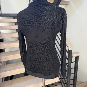 Elegant Black Leopard Print Women's Top thumbnail 2