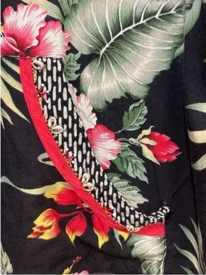 VTG Vanity Tropical Floral Beaded Shell Lightweight Zip Hoodie Jacket Size L thumbnail 5