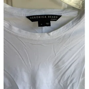 Veronica Beard Women's White Crew Neck Pima Cotton Puff‎ Sleeve Top Sz M thumbnail 2