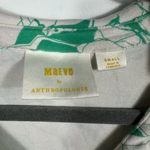 Maeve Anthropologie Green‎ Floral Ruched Button Front Top Size Small Collared thumbnail 8