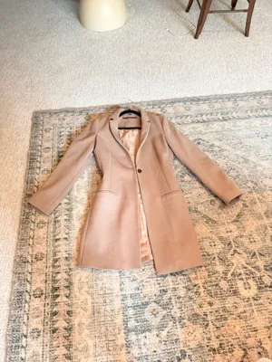All saints leni wool cashmere blend nude tan single button long coat blazer 6 thumbnail 16
