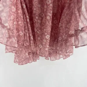 Misa Los Angeles Tiered A Line Mini Dress Womens Small Dusty Rose Floral Smocked thumbnail 6
