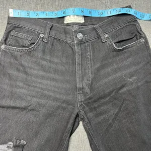 WE THE FREE Black‎ Distressed Denim Jeans 24 Mid Rise Button Fly Straight Leg thumbnail 5