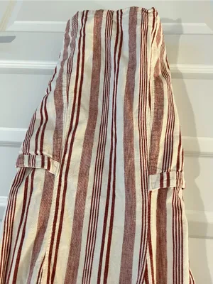 American Eagle Linen Blend Jumper Dress Cream Red Size M thumbnail 3