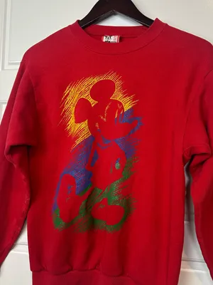 Vintage 90s USA Disney Designs Red Sweatshirt Mickey Mouse Cotton Blend Size S/M thumbnail 2