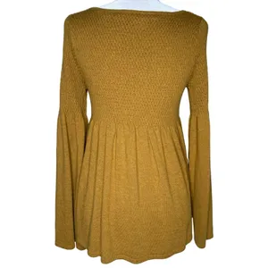 Anthropologie M Knitted and Knotted Esme Wool Blend Bell Sleeve Sweater Babydoll thumbnail 4
