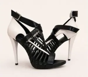 Calvin Klein Black and White Strappy Stiletto Sandals thumbnail 1