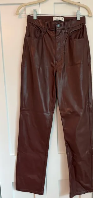 Abercrombie Leather Pants Vegan Straight 90s Ultra High-Rise thumbnail 1