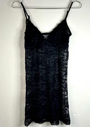 Black Sheer Lace Slip Dress - Size Small thumbnail 7