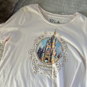 Disney 50th anniversary baby pink woman graphic tee shirt top cotton L thumbnail 2