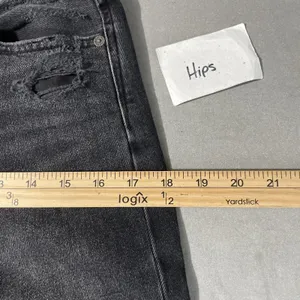 American Eagle Mom Jeans Size 4 Long Black Distressed Denim Emo Grunge Thrashed thumbnail 10