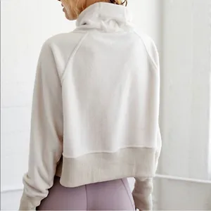 Free People movement westlake funnel cowl neck crop sweater in cream thumbnail 2
