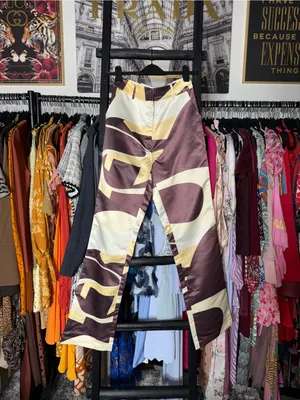 House of Sunny High Way Print Satin Flared Pants Trousers Womens US 4 NWT thumbnail 2