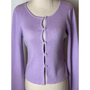 Tiger Mist Sweater Women XS Purple Ribbed Knit Monica Cardigan Sexy‎ Preppy thumbnail 8