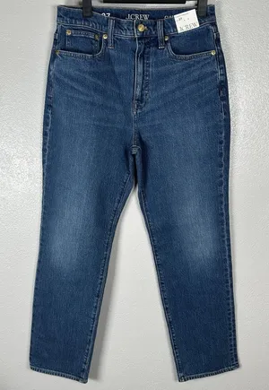 NEW J Crew Classic Straight Jeans Womens Size 27 Bronson Medium Wash‎ Denim thumbnail 1