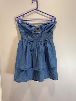 Shore Women’s Chambray Strapless Dress Size Large thumbnail 3