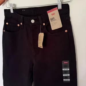 Levis 501 Black High Rise Straight Leg Jeans Retro Y2K Grunge Denim Pants 27/30 thumbnail 2