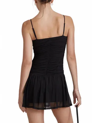 Pacsun Beverly and Beck Gingham Bow Mesh Mini Dress NWT Black XL thumbnail 2