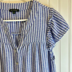 For Cynthia Striped Blue Midi Dress size S.55% LINEN 45% VISCOSE thumbnail 6