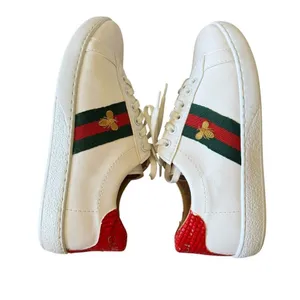 Gucci "Ace" leather low-top sneakers with crocodile-embossed leather trim SZ 36. thumbnail 9