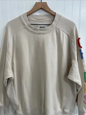 AERIE “Cheers” Down-To-Earth Sweatshirt in Soft Oat Size M thumbnail 6