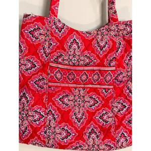Vera Bradley Tote Bag Womens‎ Red Pink Provencal Quilted Cotton Excellent Large thumbnail 3