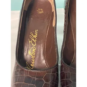 Vintage 7.5A Brown Alligator Crocodile Women's Shoes‎ S-253 thumbnail 2