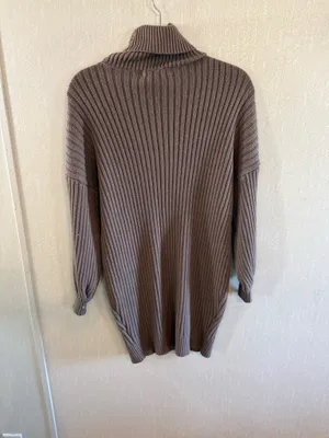 Prinbara Brown Ribbed Oversized Turtleneck Sweater Dress S thumbnail 3