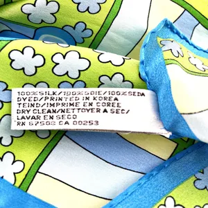 Collection XIIX Fun Mod Geo Blue Green Floral 100% Silk Scarf LTD 10X50 thumbnail 4