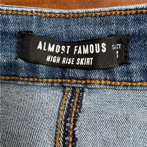 Button Down Denim Blue Jean High Rise Mini Skirt Almost Famous Size 1 thumbnail 2